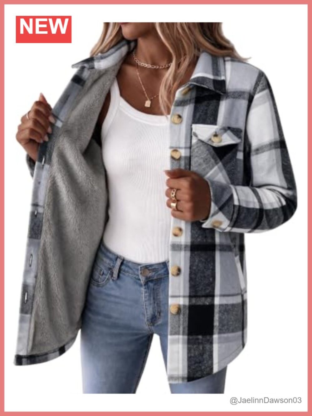 Zeagoo Women's Sherpa Fleece Lined Plaid Flannel Jacket Winter Coat